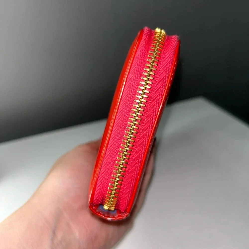 Christian Dior Diorissimo Red Patent Leather Zippy Wallet
